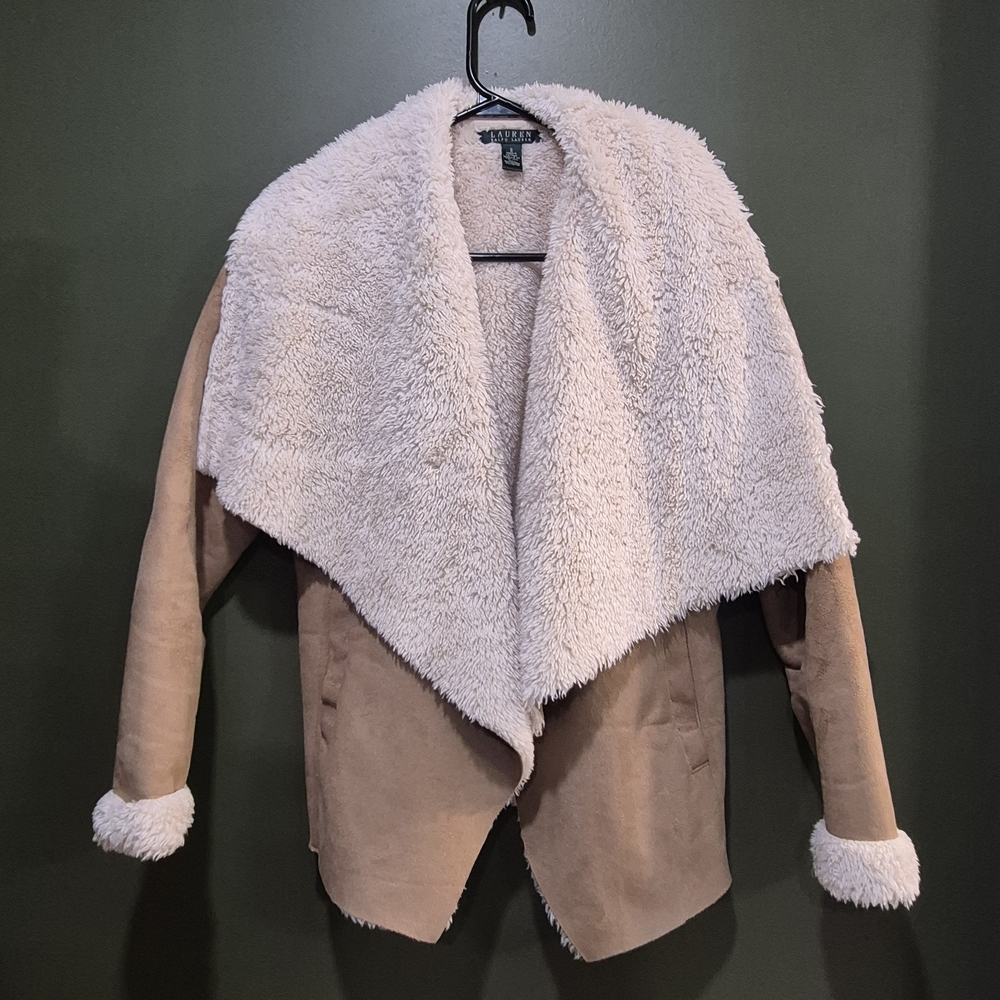 Ralph Lauren Women's Tan and Cream Teddy Jacket
